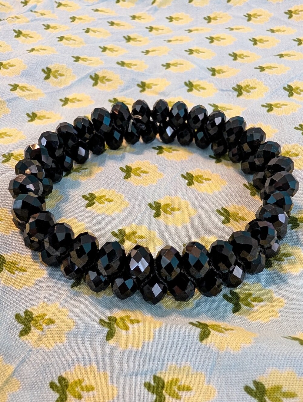 The Limited Black Glass Faceted Beaded Stretch Bracelet